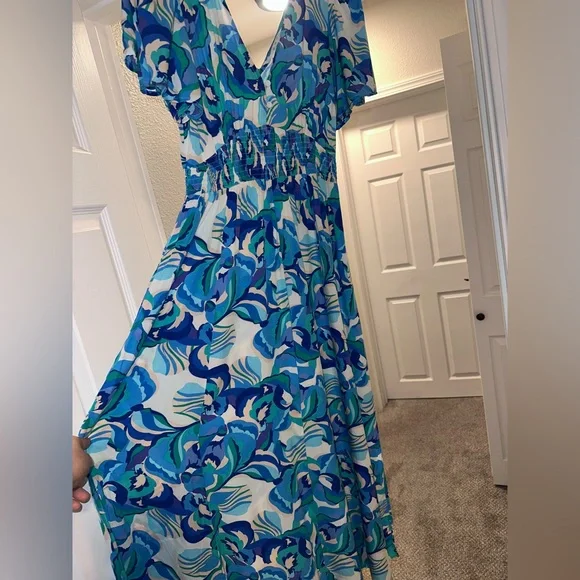 Anthropologie Abel the Label Blue Patterned Maxi Dress - Picture 4 of 6